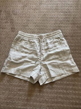 Athleta Retreat Medium Light Beige Linen-Blend Women's Drawstring Shorts